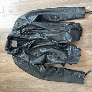 Muubaa Black Leather Motorcycle Jacket